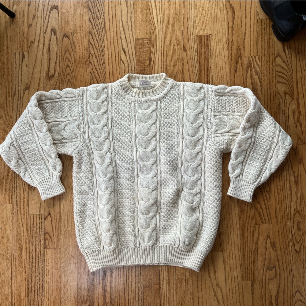 Cozy Cable Knit Wool Sweater - Cream